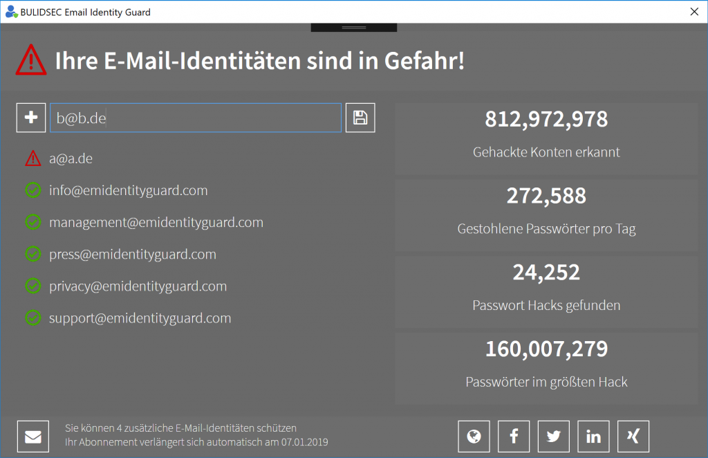 BULIDSEC Email Identity Guard Dashboard